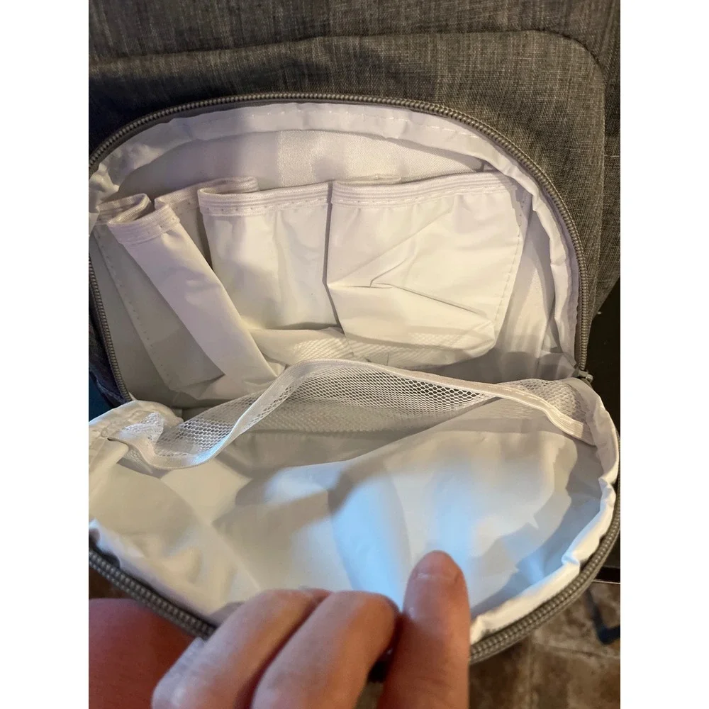 Gray Heathered Diaper Bag Backpack Insulated Bottle Pockets Travel Baby Bag‎